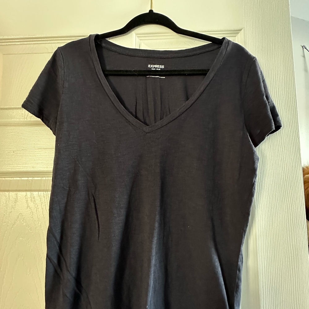 Express Women's Charcoal V-Neck Tee